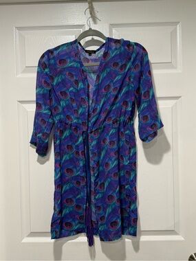 Dolcessa Vibrant Peacock-Print Purple Cover-up